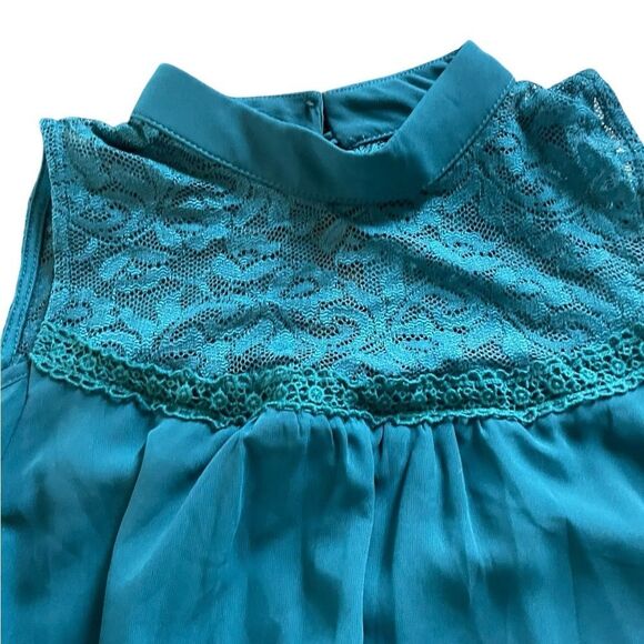Kim Rogers size damn Teal Cold Shoulder Dress lace accents excellent condition - Picture 3 of 3